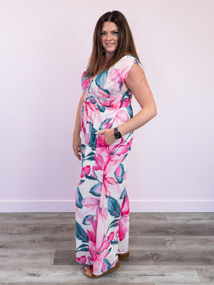 *NEW* Vicky Floral Jumpsuit | Fuchsia & Ivory