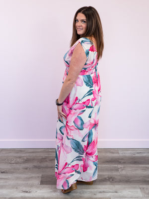 *NEW* Vicky Floral Jumpsuit | Fuchsia & Ivory