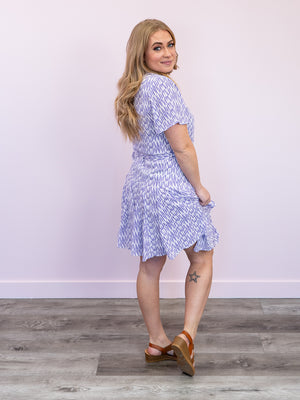*NEW* DEX | Sophia Belted Mini Dress | Lavender Geo