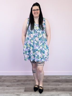 *NEW* Neon Lights Floral Dress | Ivory & Multi