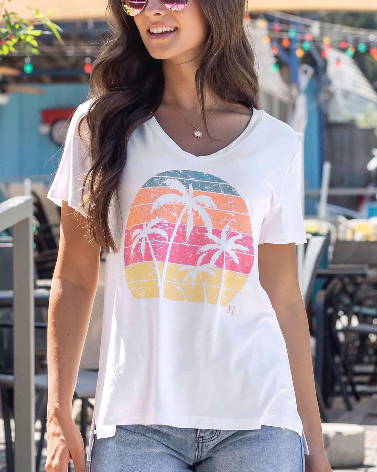 *NEW* Grace & Lace | VIP Favorite V-Neck Graphic Tee | Palm Trees