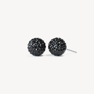 Hillberg & Berk | Sparkle Ball Stud Earrings | Black