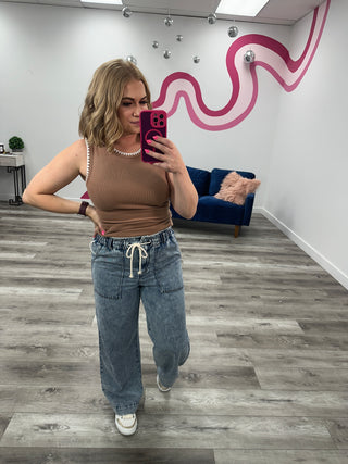 Torie Ribbed Tank | Caramel