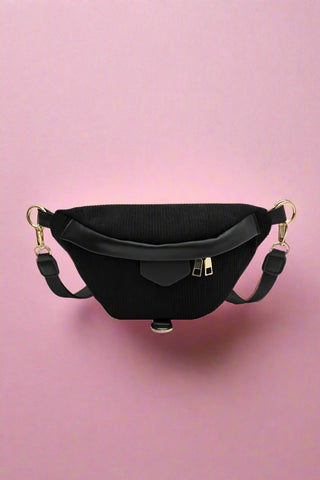 Vintage Corduroy Crossbody Bag | Black