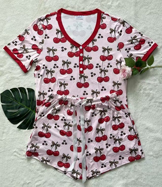 PREORDER Shirley Pajama Set | Tee & Shorts | Cherries - shipping late January