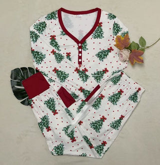 PREORDER Shirley Matching Set | Long Sleeve & Joggers | Christmas Trees - shipping mid November