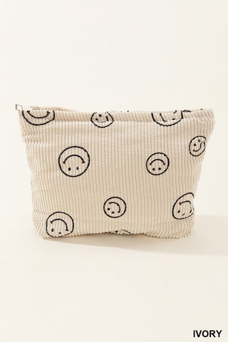*DOOR CRASHERS* Smiley Face Corduroy Clutch Bag | 5 Colours