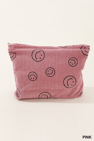 *DOOR CRASHERS* Smiley Face Corduroy Clutch Bag | 5 Colours