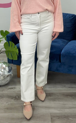 *NEW* Judy Blue | High Rise Tummy Control Ankle Straight Jeans | White | Nixon