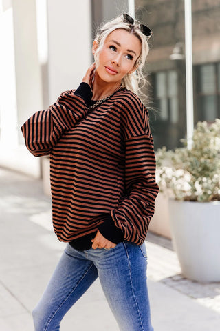 *NEW* Ampersand | Performance Fleece University Pullover | Chai Stripe
