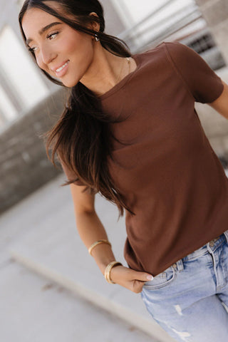 Ampersand | Ribbed Lulu Tee | Coffee