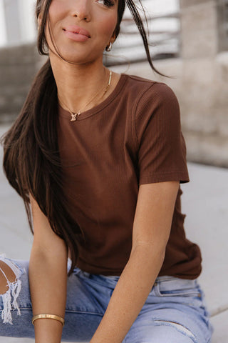 Ampersand | Ribbed Lulu Tee | Coffee