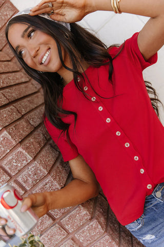 *NEW* Ampersand | Button Front Lulu Tee | Cherry