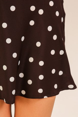 *NEW* Date Night Polka Dot Mini Skirt | Brown