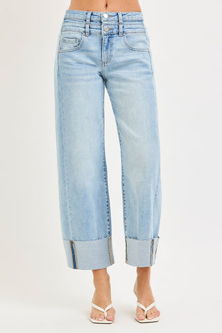 *NEW* Risen | Double Waistband Crop Barrel Jeans | Light | Bernard