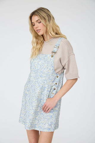 *NEW* Field Of Dreams Overall Mini Dress | Blue Floral