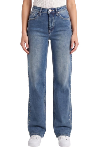 *NEW* RFM | Chloe High Rise Wide Leg Stud Jeans | Medium Wash