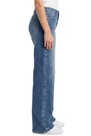 *NEW* RFM | Chloe High Rise Wide Leg Stud Jeans | Medium Wash