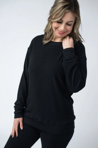 *NEW* Corrine Ribbed Pullover Top | Black