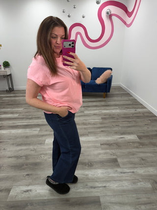 *DOOR CRASHERS* Claire Slub Tee | Dark Pink