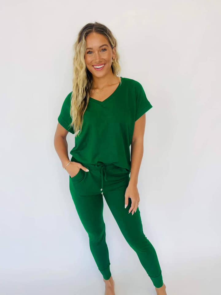 PREORDER Shirley Lounge Set | SOLID | Dark Green - shipping mid October
