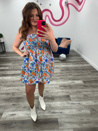 Wildrose Floral Mini Dress | Blue Multi