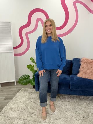 *NEW* Minnie Ribbed Pullover | Classic Blue
