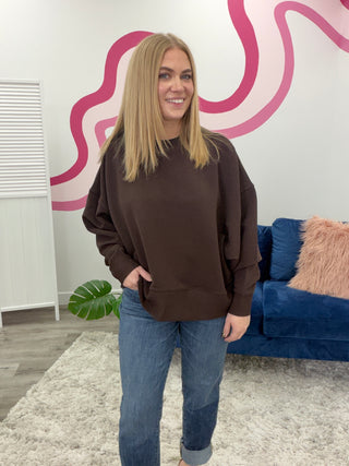*NEW* Minnie Ribbed Pullover | Dark Brown