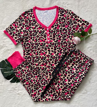 PREORDER Shirley Matching Set | Tee & Joggers | Hot Pink Leopard - shipping late January
