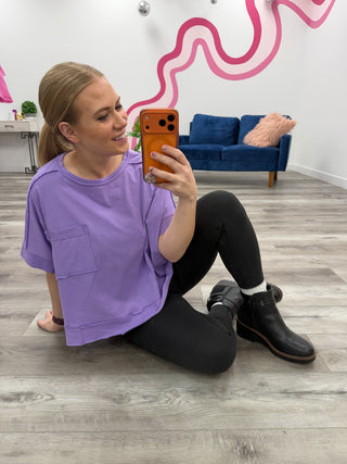 *FINAL SALE* Sammie Oversized Crop Boxy Tee | Lavender