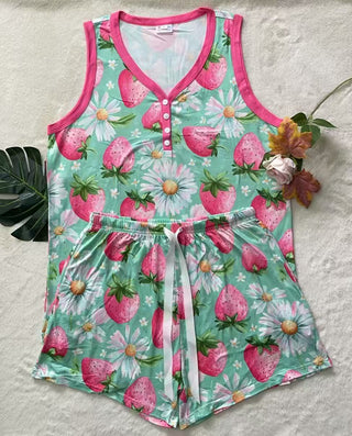 PREORDER Shirley Pajama Set | Tank & Shorts | Love Strawberry - shipping early June
