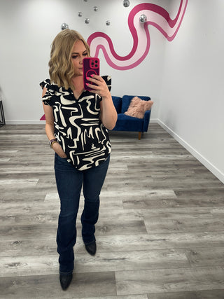 Lizanne Short Sleeve Ruffle Top | Tan