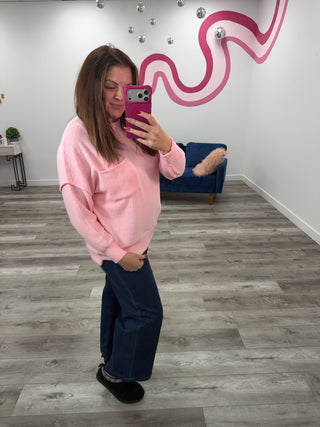 *DOOR CRASHERS* Keelyn Oversized Sweater | Dark Pink