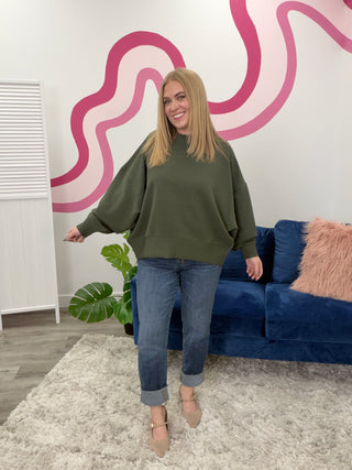 *NEW* Minnie Ribbed Pullover | Dark Olive