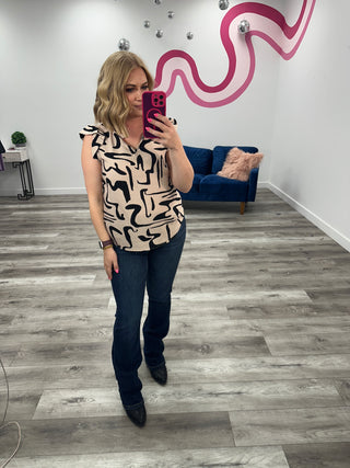 Lizanne Short Sleeve Ruffle Top | Tan