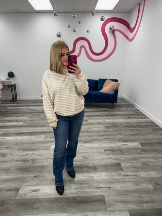 Amberly Striped Pullover | Beige