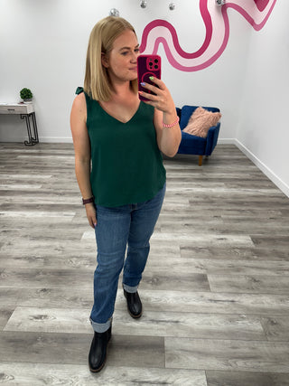 Kendall Tie Strap Tank | Hunter Green