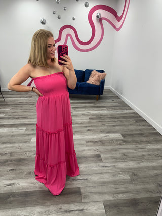 Freebird Strapless Maxi Dress | Hot Pink