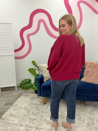 *NEW* Minnie Ribbed Pullover | Cabernet