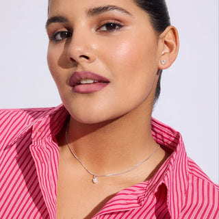 *NEW* Hillberg & Berk | Adore Bezel Stud Earrings + Necklace Set | Sterling Silver/Clear