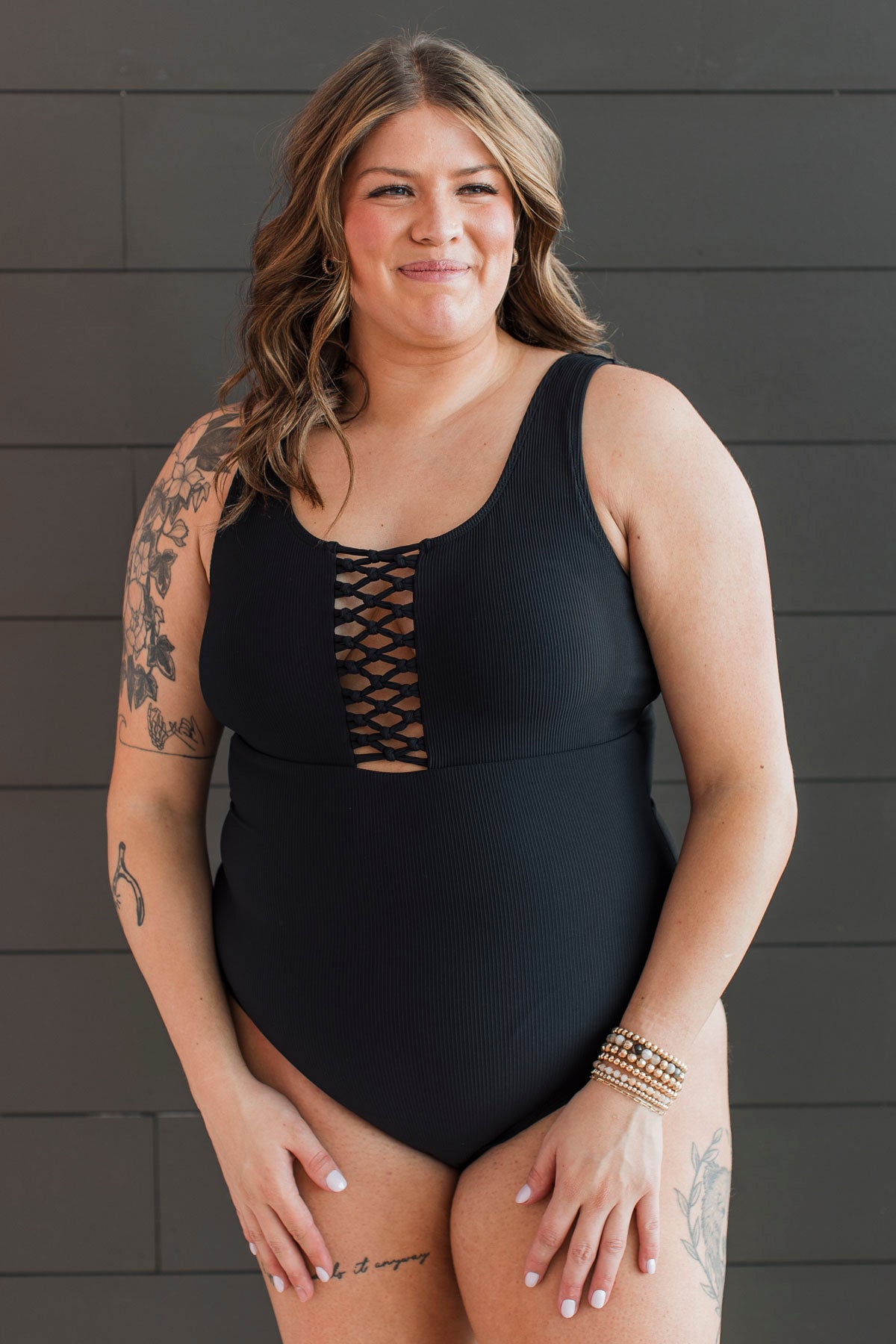 Cool & Carefree | One-Piece SWIMSUIT | Black Ribbed