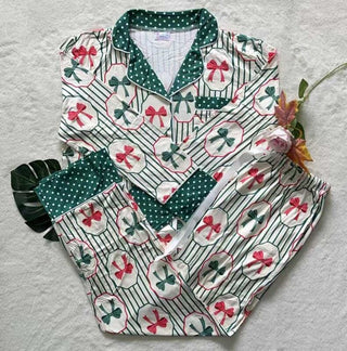 PREORDER Shirley Pajama Set | Button Down & Pants | BOW Stripe - shipping early November