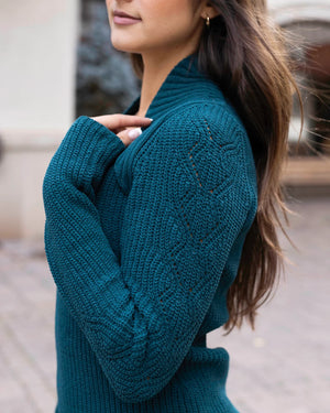 *NEW* Grace & Lace | Cable Sleeve Shrug Sweater | Deep Teal