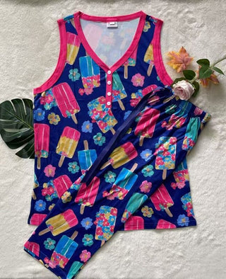 PREORDER Shirley Pajama Set | Tank & CAPRIS | Popsicles - shipping early June