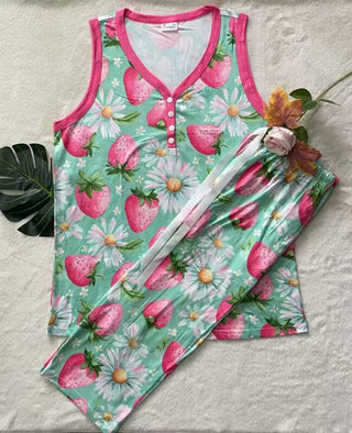 PREORDER Shirley Pajama Set | Tank & CAPRIS | Love Strawberry - shipping early June
