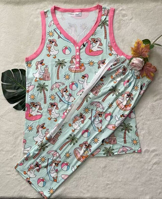 PREORDER Shirley Pajama Set | Tank & CAPRIS | A Day at the Beach - shipping early June