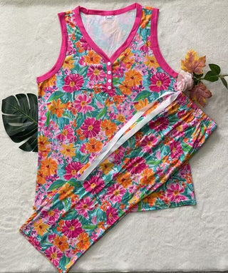PREORDER Shirley Pajama Set | Tank & CAPRIS | Beauty Florals - shipping early June