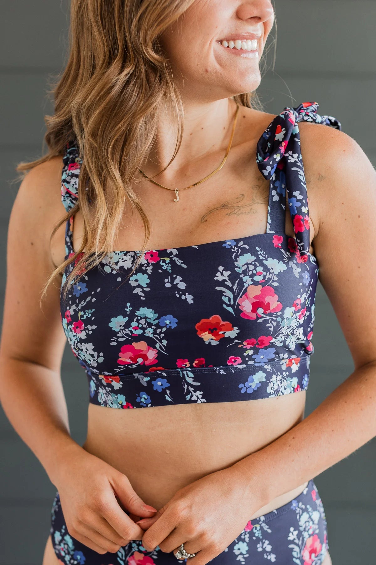 Chasing The Sun Bandeau | Swim TOP | Navy Floral