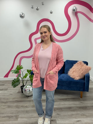 *NEW* Open Knit Cardigan | Rose