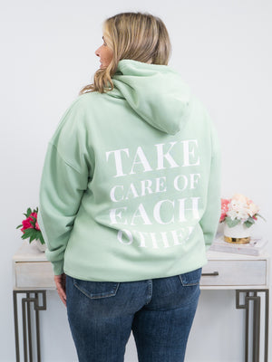 *FINAL SALE* Brunette The Label | Big Sister Hoodie | Take Care of Each Other | Sage Green
